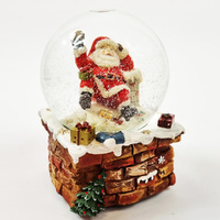 14.5cm Musical Snow Globe With Santa On Chimney (We Wish You a Merry Christmas) image