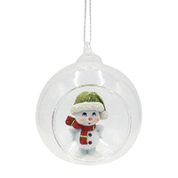 8.5cm Snowman In Glass Bauble Hanging Decoration- Assorted Designs image