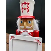 38cm Red & White Nutcracker With Photo Frame (Marks On Hat) image