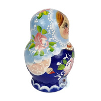 Floral Russian Dolls- Blue 9cm (Set Of 5) image