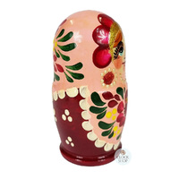 Floral Russian Dolls- Light Pink & Maroon 11cm (Set Of 5) image