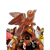 5 Leaf & Bird 1 Day Mechanical Carved Cuckoo Clock With Dancers & Flowers 36cm By SCHWAB image
