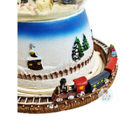 16cm Musical Snow Globe With Moving Train & LED Glitter Snow Storm (We Wish You A Merry Christmas) image