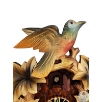 5 Leaf & Bird 1 Day Mechanical Carved Cuckoo Clock With Burnt Finish 33cm By HÖNES image
