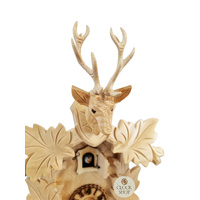 5 Leaf & Deer Natural 1 Day Mechanical Carved Cuckoo Clock 32cm By HÖNES image