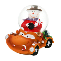 7cm Funny Car Snow Globe With Santa Or Snowman- Assorted Designs image