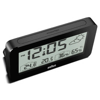 14cm Black LCD Digital Alarm Clock With Weather Station By BRAUN image