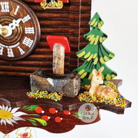 Water Wheel Battery Chalet Clock With Swinging Doll 19cm By TRENKLE image