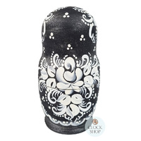 Floral Russian Dolls- Black & White Matte Finish 16cm (Set Of 5) image