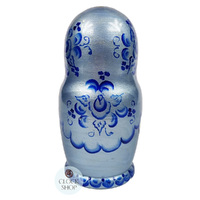 Floral Russian Dolls- Blue Pearl Finish 18cm (Set Of 5) image