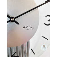 38cm Silver Wall Clock With Glass Dial By AMS image