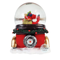 16cm Musical Snow Globe With Santa On Vintage Car (Paint Blemish) image