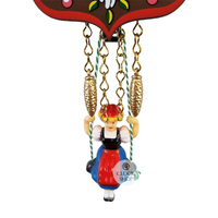 Swiss Weather House Battery Chalet Clock With Swinging Doll 21cm By TRENKLE image