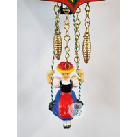 Swiss Weather House Battery Chalet Clock With Swinging Doll 21.5cm By TRENKLE image