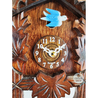 5 Leaf & Bird Battery Carved Clock With Seesaw 16cm By TRENKLE image