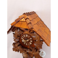 Leaves & Moving Birds 1 Day Mechanical Chalet Cuckoo Clock 24cm By ROMBA image