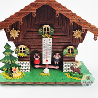 13cm Chalet Weather House with Cow By TRENKLE image
