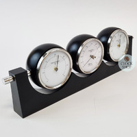 29cm Black Weather Station With Thermometer Barometer & Hygrometer By FISCHER  image
