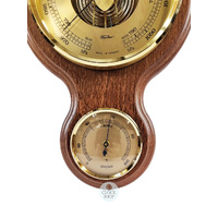 55cm Walnut Traditional Weather Station With Barometer Thermometer & Hygrometer By FISCHER  image