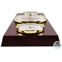 28.5cm Mahogany Weather Station With Barometer Thermometer & Hygrometer By FISCHER image