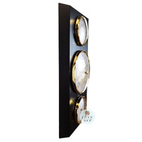 28.5cm Black & Brass Weather Station With Barometer Thermometer & Hygrometer By FISCHER image