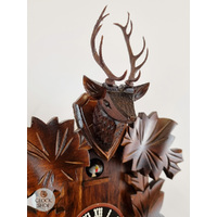 5 Leaf & Deer 1/4 Hour 1 Day Mechanical Carved Cuckoo Clock 28cm By TRENKLE image