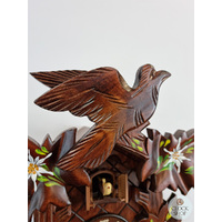 5 Leaf & Bird With White Flowers Battery Carved Cuckoo Clock 35cm By TRENKLE image