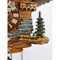 Black Forest Battery Chalet Cuckoo Clock With Dog & Edelweiss Flower 25cm By TRENKLE image