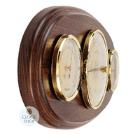 31cm Walnut Weather Station With Barometer Thermometer & Hygrometer By FISCHER image