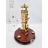 35cm Mahogany Mechanical Skeleton Table Clock With Glass Dome & Bell Strike By HERMLE image