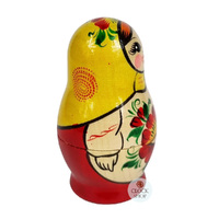 Kirov Russian Dolls- Yellow Scarf & Red Dress 10cm (Set Of 5) image