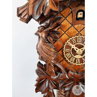 5 Leaf & Bird 8 Day Mechanical Carved Cuckoo Clock With Side Birds 35cm By TRENKLE image