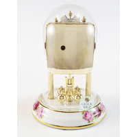 16cm White & Gold Porcelain Anniversary Clock With Floral Detail By HALLER image