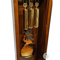196cm Walnut Grandfather Clock With Triple Chime & Moon Dial & Full Glass Door By AMS image