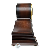 27cm Walnut 1930s Antique Look Mechanical Tambour Mantel Clock With Westminster Chime & Detailed Carvings By AMS  image