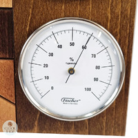 34cm Oak Weather Station With Thermometer Barometer & Hygrometer With Timber Inlay By FISCHER image