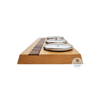 34cm Beech Weather Station With Thermometer Barometer & Hygrometer With Timber Inlay By FISCHER image