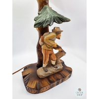 Hand Carved Lamp With Hunter By Thomas Eyring image