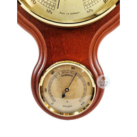 55cm Cherry Traditional Weather Station With Barometer Thermometer & Hygrometer By FISCHER image