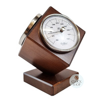 15cm Walnut Weather Station Cube With Barometer Thermometer & Hygrometer By FISCHER image