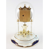 23cm White & Gold Porcelain Anniversary Clock With Blue Decorative Detail By HALLER image