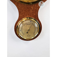 71cm Walnut Traditional Weather Station With Barometer Thermometer & Hygrometer By FISCHER image