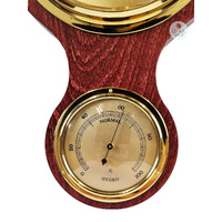 71cm Mahogany Traditional Weather Station With Barometer Thermometer & Hygrometer By FISCHER image