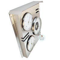31cm Silver Outdoor Weather Station With Barometer Thermometer & Hygrometer By FISCHER  image