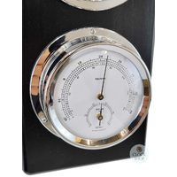 51cm Black Weather Station With Barometer Thermometer Hygrometer & Tide Clock By FISCHER image