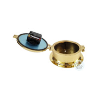 16cm Polished Brass Quartz Time & Tide Clock By FISCHER image