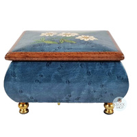 Blue Wooden Music Box With Edelweiss Flowers- Small (Edelweiss) image