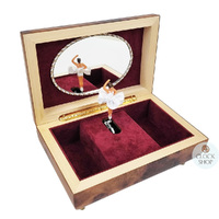 Burlwood Ballerina Musical Jewellery Box With Floral Inlay (Tchaikovsky- The Sleeping Beauty) image