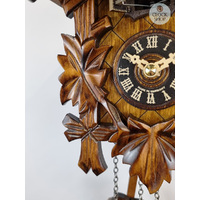 5 Leaf & Deer Battery Carved Cuckoo Clock 30cm By ENGSTLER image