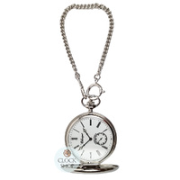 4.9cm Stainless Steel Mechanical Pocket Watch With Open Skeleton Back By CLASSIQUE (Roman) image